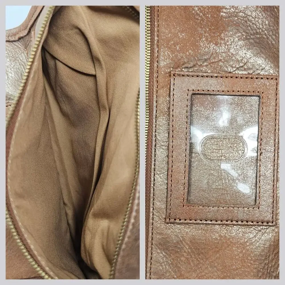 Hobo International ACE Clutch In Patina Distressed Brown Metallic Leather NWOT